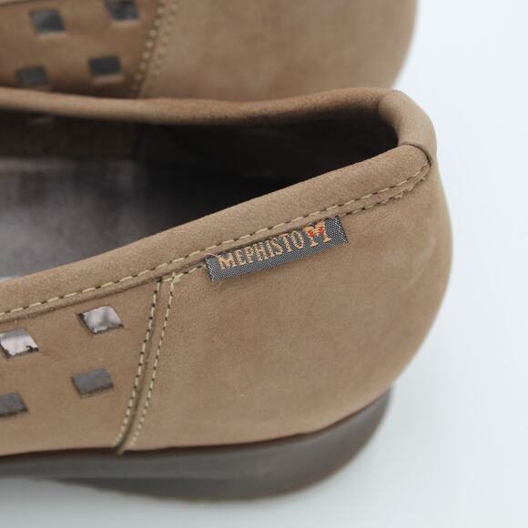 Mephisto Suede Ballet Flat Womens Size 10 Taupe Slip On Comfort Shoe Minimalist - Picture 4 of 10